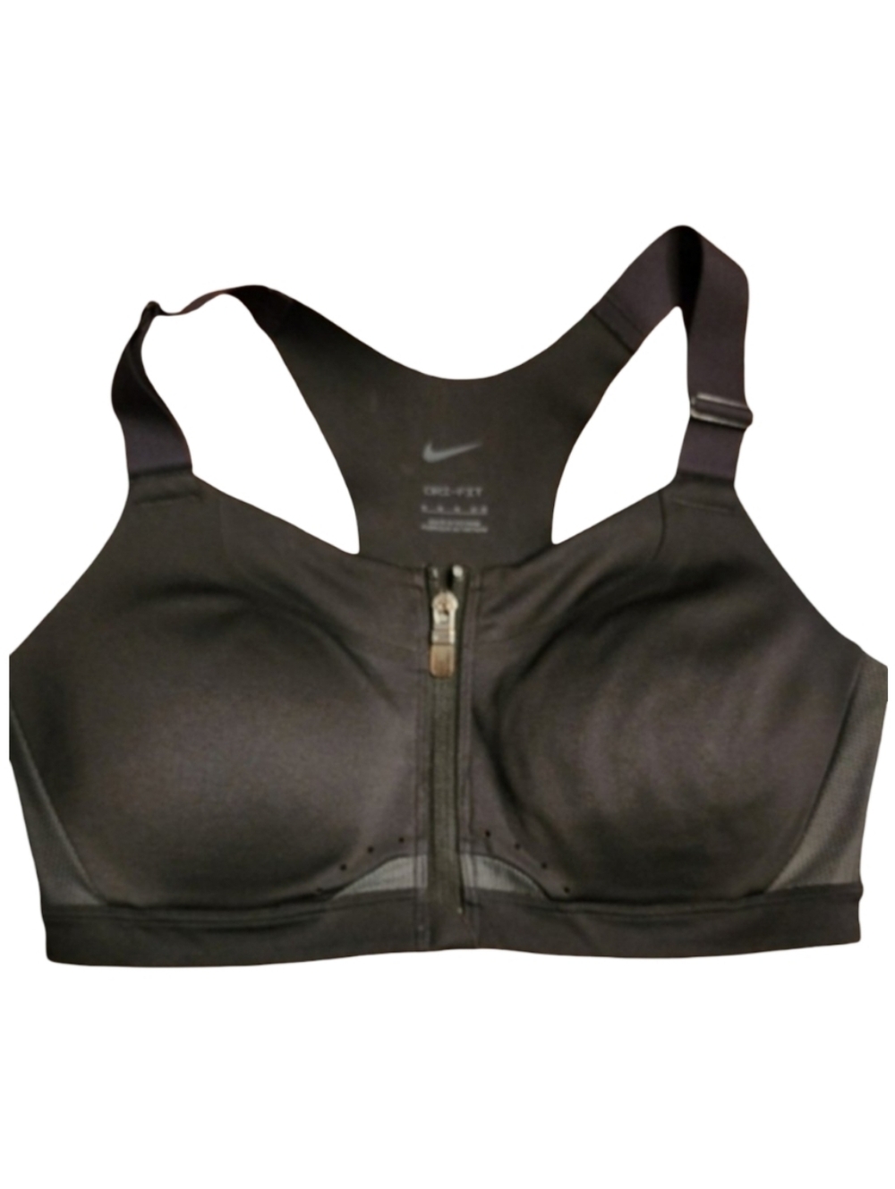 NIKE Alpha Dri-FIT High Support Zip Front Sports Bra Black Medium M C-E DD0436